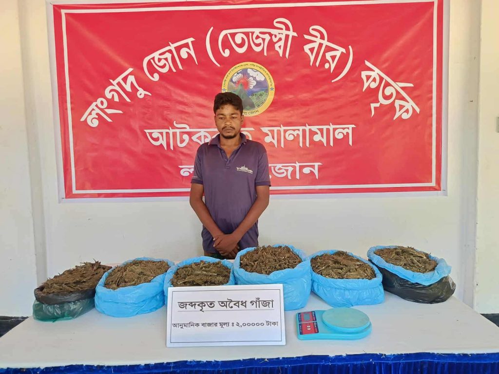 সেনাবাহিনীর লংগদু জোন (তেজস্বী বীর) কর্তৃক সোনাই মালাদ্বীপ এলাকা হতে বিপুল পরিমাণ ভারতীয় গাঁজা জব্দ
