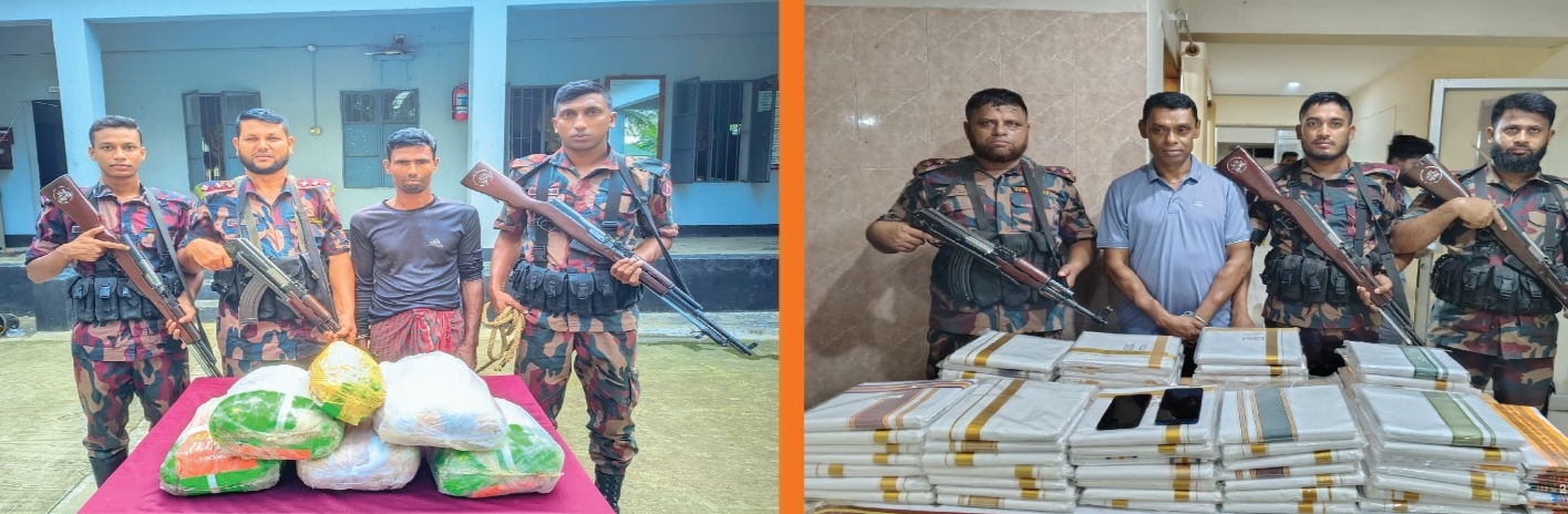 যশোর এর বেনাপোল সীমান্তে ২ জন আসামিসহ ৭ লাখ টাকার চোরাচালানি পণ্য আটক