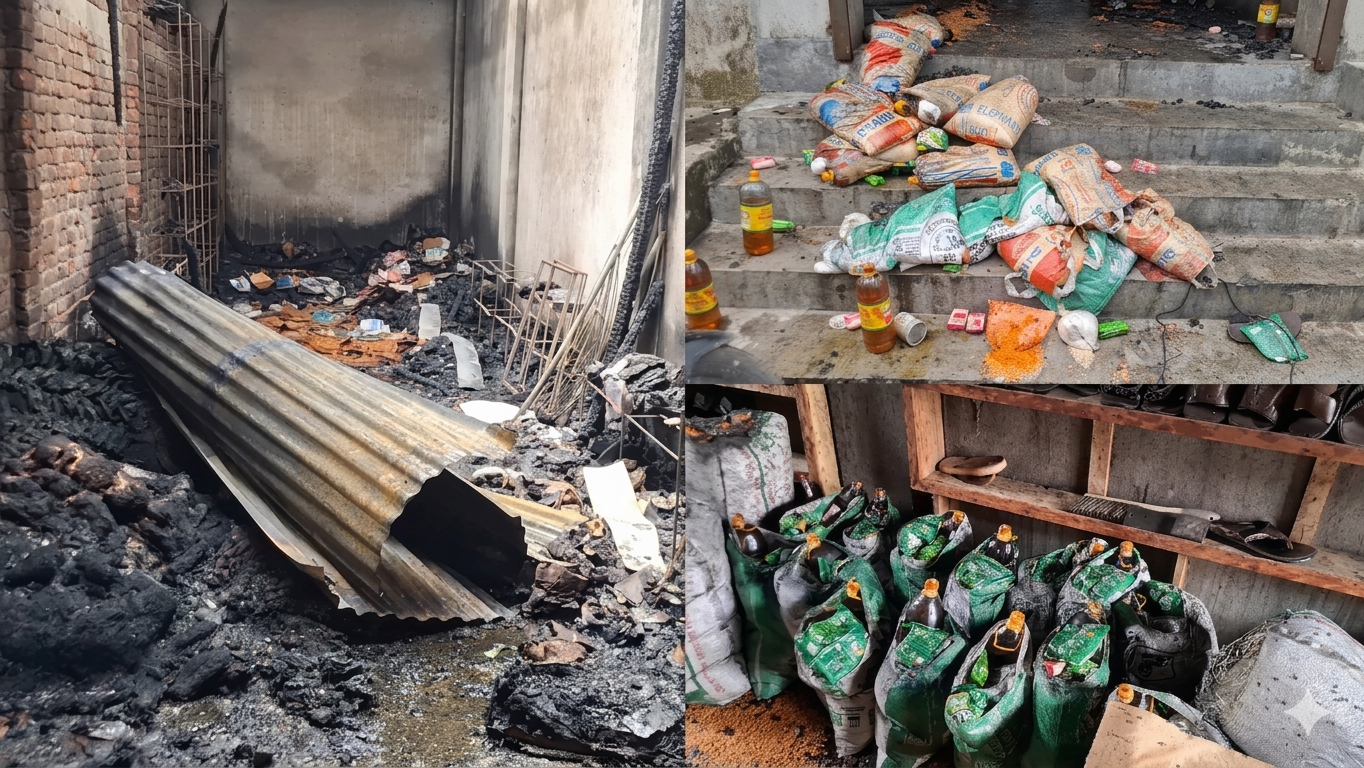 মাদারীপুরে টিসিবির গুদামে ভয়াবহ আগুন: পুড়লো ১০ লাখ টাকার পণ্য, অল্পের জন্য রক্ষা পেলো পাটের গুদাম